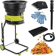 Electric Leaf Mulcher Compost Shredder, 2500W Portable Garden Leaf Crusher with Wheels and Storage Bag, Funnel Diameter 54CM, 8000rpm Electric Chipper for Yard Cleanup, Composting 10m-Power-Cord