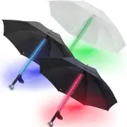 3 PACK Lightsaber LED Light Up Umbrellas with 7 Color Changing(Clear/Black/Gray)