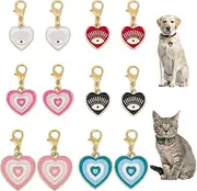 12pcs Evil Eye Collar Pendants for Cat Dog 6 Styles Heart Alloy Enamel Pet Collar Pendants Clip-on Charms Necklace Collar Accessory for Bag Keychain Pet Jewelry Making Training Home Decor