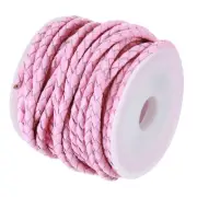 5.5 Yards/ 5 m Round Braided Leather Cord (Pink, 3mm/0.12")