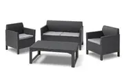 Keter Orlando Outdoor Patio Furniture Set with Adjustable Coffee Table
