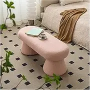 Bed End Bench Bench for Bedroom End of Bed, Ottoman Bench with Boucle Fabric, Faux Fur End of Bed Bench, Upholstered Entryway Bench for Living Room, Bedroom, Entryway Bedroom Bench(Pink)