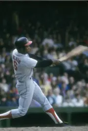 Paul Blair Of The Baltimore Orioles Swings And Watches 2 Old Photo