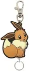 SK Japan Pokemon Rubber Reel Key Chain Eevee Mes No Sugata