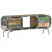 TV Cabinet Multicolour TV Console Stand Solid Wood Mango/Reclaimed 110x30x42cm