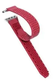 Noomoon LABB interlocking rubber Watch Strap for Apple Watch in RED with SILVER