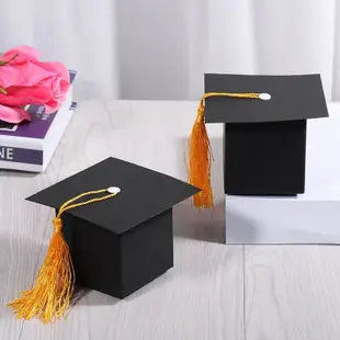 25 件 DIY 紙畢業帽形禮盒糖巧克力盒畢業派對禮物帽學士帽婚禮糖果盒禮物黑色
