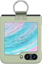 [EASSGU] Skin-Touch Case with Metal Ring for Samsung Galaxy Z Flip6 / Samsung Galaxy Flip 6 2024 (6.7 Inches) - Light Green
