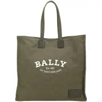 在飛比找Yahoo奇摩購物中心優惠-BALLY Crystalia XL 字母印花皮標帆布托特包