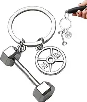 [Generic] Dumbbell Charm Keychain,Zinc Alloy Dumbbell Bag Pendant With Weight Plate Kettlebell - Bag Accessory Workout Bodybuilding Keychain For Fitness Lovers