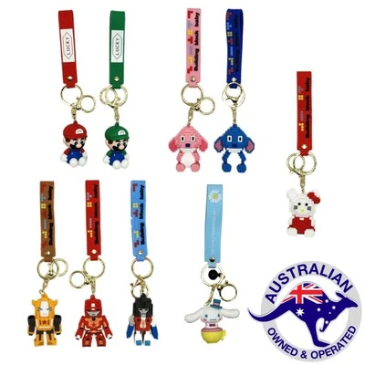 8CM Bunny Hello Kitty Mario Luigi Lilo Stitch Transformers Metal Keyrings Kids K
