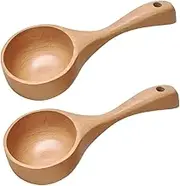 Gatuida 1Pc Wooden Rice Spoon Coffee Bean Scoop Multipurpose Wooden Ladles Log Color for Cooking Serving and Measuring Spoon for Kitchen Use