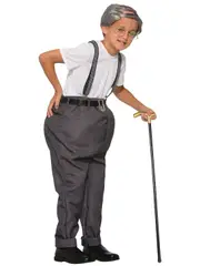 Uncle Bert Old Man Grandfather 100 Days of School Book Week Boys Costume & Wig