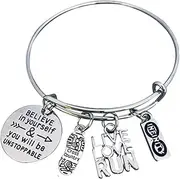 Cross Country Running Gift- Runner Bracelet, Believe in Yourself & You Will Be Unstoppable Running Jewelry, Girls Cross Country Gifts