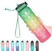 32 Oz Water Bottles with Times to Drink and Straw, Motivational Water Bottle wit