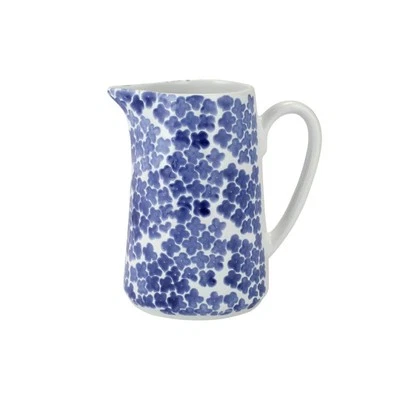 viva by Santorini Flower Drink Pitcher, 7.75"H, 56 Ounces Earthenware Water B...