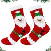 [Dohia] Christmas Fuzzy Socks for Women Girls Gifts Cute Fun Cozy Fluffy Winter Warm Slipper Xmas Holiday Socks ST2-SDMRCTWSDS
