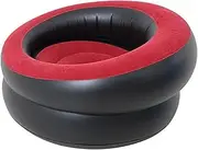 Inflatable Chair Inflatable Couch Soft PVC Portable Flocking Air Sofa Lounger for Backpacking Indoor Home Fishing Living Room, Red