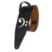 Henry Heller Garment Leather Guitar Strap, 3" Wide, Bass Clef Cutout HPBC-BLK
