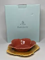 PartyLite Floral Pillar Holders Set Of 2 Rare Retired NIB P19B/P90271