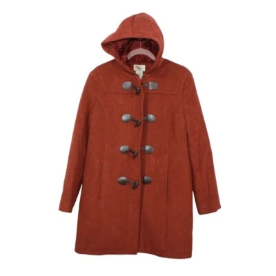 LL Bean Women's Classic Lambswool Duffel Coat Red Size 14 Reg