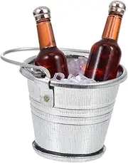 LALADEFIEE 1Set Miniature Beer Bottle and Ice Bucket Decorative Set Barrel Beer Bottles Ice Realistic Bar Scene Accessories for Dollhouse and DIY Projects