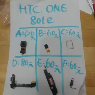 二手手機零件便宜賣，HTC one 801e m7，螢幕，鏡頭，後蓋，尾插，上板，按鈕，喇叭，電池，卡托