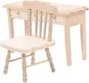 ifundom Wooden Miniature Furniture Set Desk and Chair for Boys and Girls' Dollhouse Craft Kit