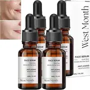 West Month Firming Facial Serum, Stock Solution Facial Serum, Instant Face Lift Cream, Deep Wrinkle Repair Serum, Anti-Aging Collagen Peptide Face Serum, Firming Hydrating Reduce Fine Lines (4Pcs)