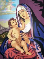 Printed needlepoint tapestry Canvas kit 20x24 Inch Madonna Con Bambino Krainer