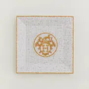 NEW Hermes Mosaique au 24 Gold Square Plate Tray N°3 15cm Tableware with Box
