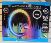 Bower 16" RGB Ring Light Kit w/62" Tripod - Vlog/ Livestream/ Video Chat - NEW