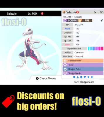 6IV Ultra Shiny Salazzle Pokemon Sword and Shield (Square Shiny)