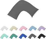 100% Cotton 300TC V Shape/U Shape/Boomerang/Tri Pillowcase/Maternity Support - Percale - Envelope Style Machine Washable (Charcoal)