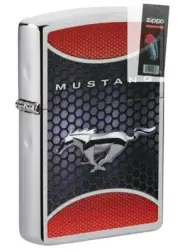 Zippo 49519 Ford Mustang Brushed Chrome Lighter + FLINT PACK