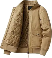 [Generic] Men's Flight Coat Regular Fit Lightweight Windbreaker Jackets Casual Warm Cotton Military Bomber Coats