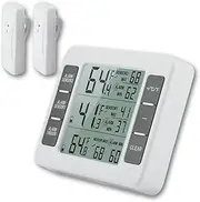 Garsent Digital Freezer Thermometer LCD Display Waterproof with 2 Sensors, MIN/MAX Display, Acoustic Alarm, Temperature Trend Indicator, Wall Mountable or Table Stand