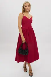 Red Maxi Dress Singlet - Size 16XL, Women's Midi Dress