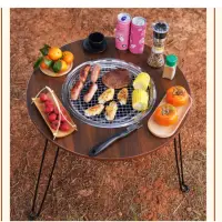在飛比找momo購物網優惠-【May Shop】圓形摺疊燒烤桌圍爐便攜折疊燒烤桌木炭烤肉