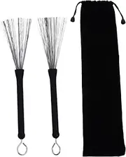 Abaodam Snare Drum Brush Brush for Drum Stick Wire Brush for Jazz Drummers 1 Pair Carry Bag