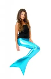 Female Blue Mythical Sea Creature Human Fish Mermaid Tail Cosplay Costume Fin