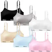 [FIRITHYC] Girls' Bra, 6 Pack Girls Teens Bra with Adjustable Straps, Girls Thin Cotton Bra Fit for 10-16 Years Teen Sports Bra, 6 Packs Style B, 10-16 Jahre