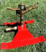 BIG RED 1" SPRINKLER SLED BASE W/ RAIN BIRD #65PJ BRASS IMPACT SPRINKLER 7LBS!