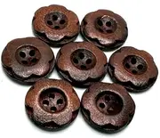 30pcs/Lot 23-30mm Vintage Flower Shape 2 Hole Decorative DIY Wood Buttons for Handmade Scrapbooking Crafts Clothing Button