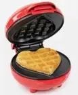 Red Nostalgia Mini 5" Non Stick Heart Waffle Maker Perfect for Single Serving