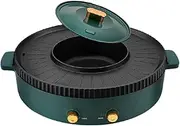Hotpot Multifunctional Grill Shabu Pot Independent Temperature Control Electric Grill Oven Household Smokeless Barbecue (Color : A, Size : Round Pot)