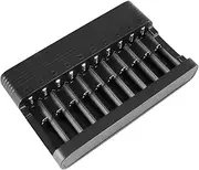 Li-ion 18650 Smart Battery Charger 10 Slots for 26650 18650 16340 14500 17500 3.7V Li-Ion Cell, DC 4.2V/6000mA (Included Cable)