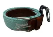 Vineyard Vines Mens 32 Canvas Club Belt Green Seaplane Embroidered Icon Preppy