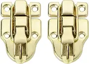 2pack Retro Style Box Toggle Latch, Antique Metal Duckbilled Hasp Latch Catch with Mounting Screws, for Jewelry Box Cabinet Wooden Case Box Crafts(Gold)
