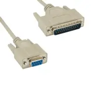 6-25Ft DB9 Female to DB25 Male Null Modem Serial Cable 28AWG Crossover PC Device